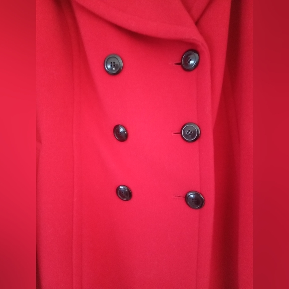 UK Brand Planet Red Wool Cashmere Pea Coat 16 - Picture 2 of 11